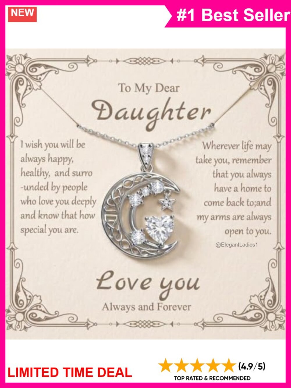 Sterling Silver Celtic Knot Birthstone Moon Necklace